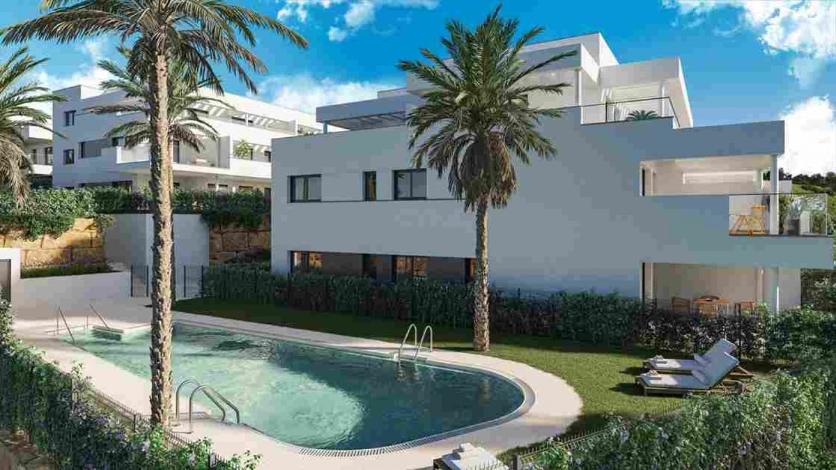 The communal pool beside the building (render)