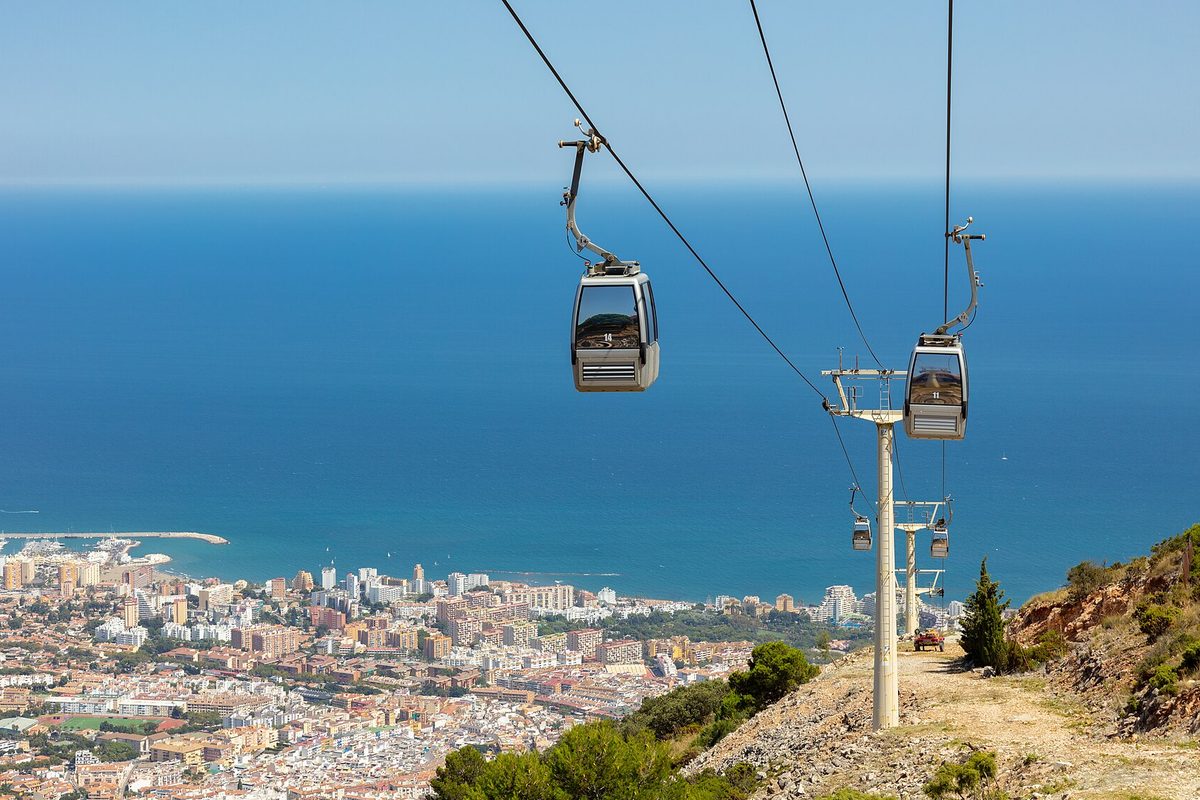 The cable car up Monte Calamorro, with the town and the sea below
