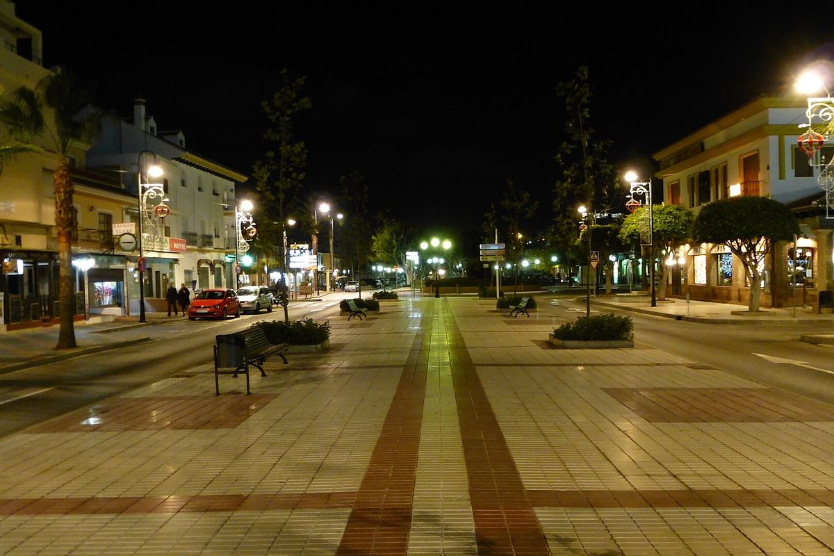 The boulevard in La Cala at night