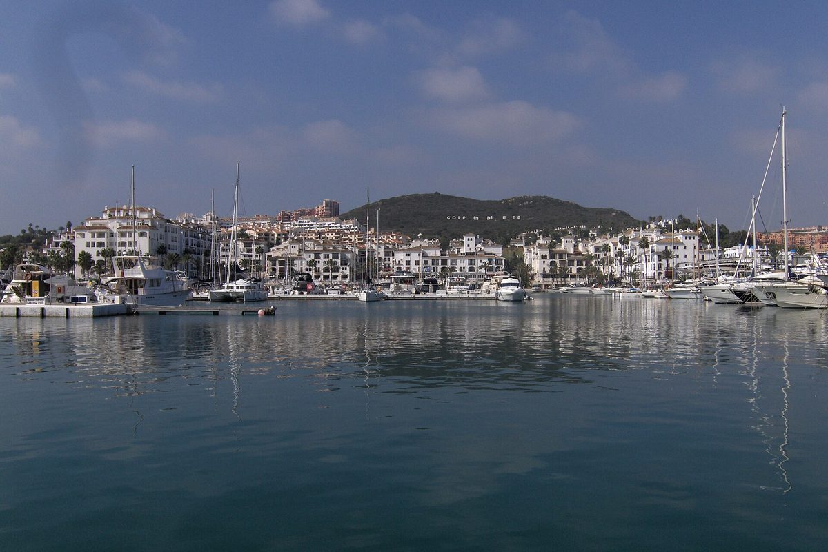 The marina at La Duquesa on a calm morning