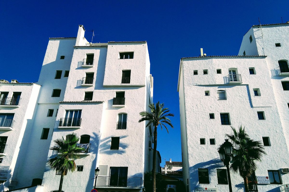 White apartment blocks on Avenida Julio Iglesias