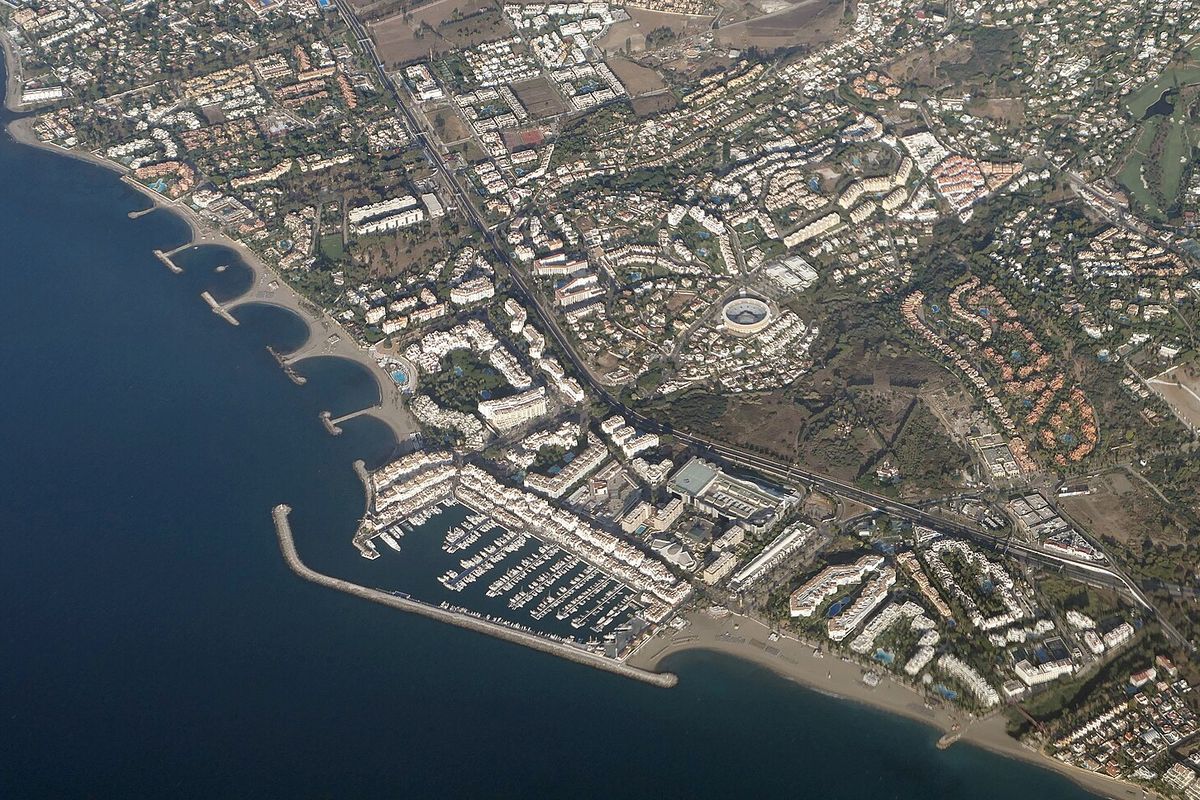 The port and the coast from the air