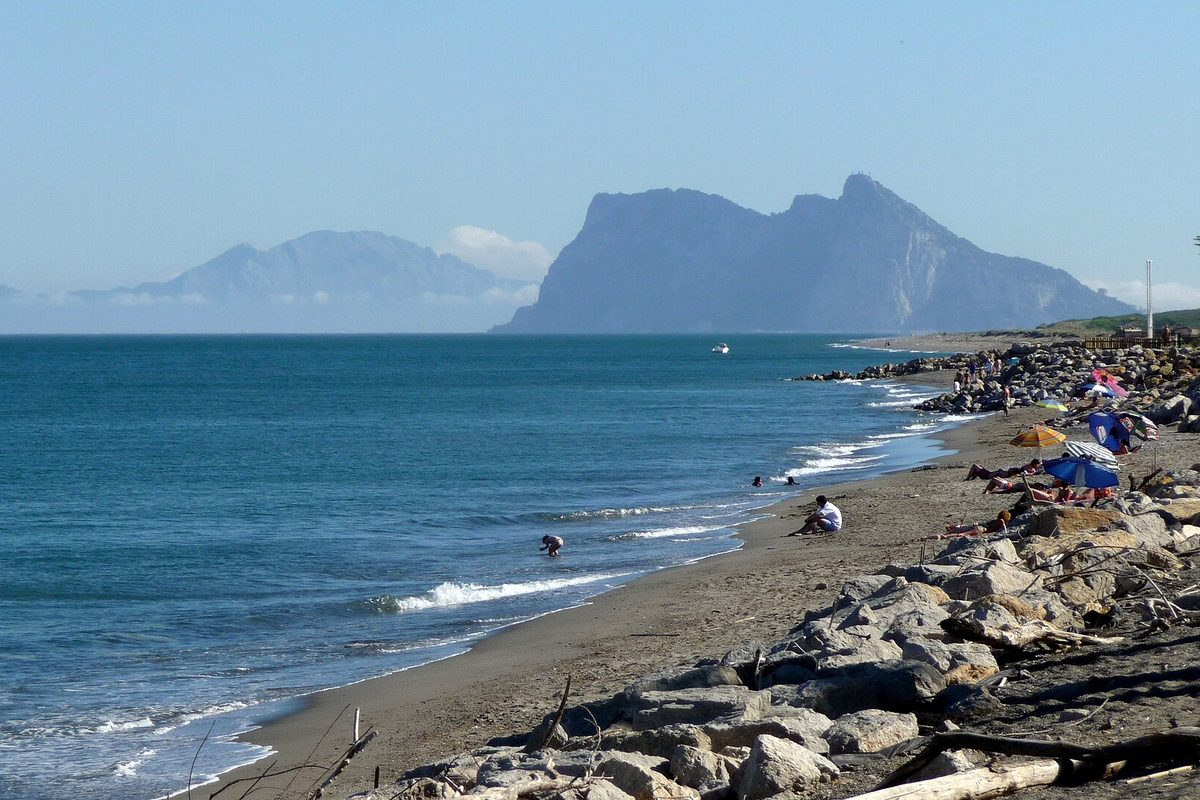 Gibraltar and Africa from the shore at Sotogrande