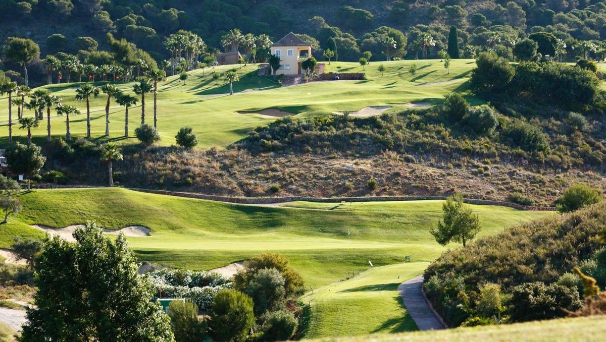 Fairways cut into the hillside